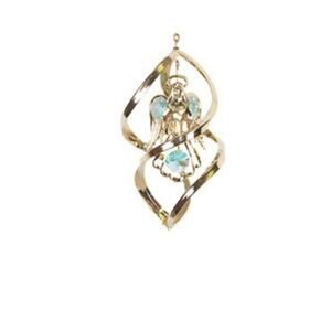 Golden Angel Heart Spiral‎ Christmas Ornament With Blue Crystal Wings And Gown